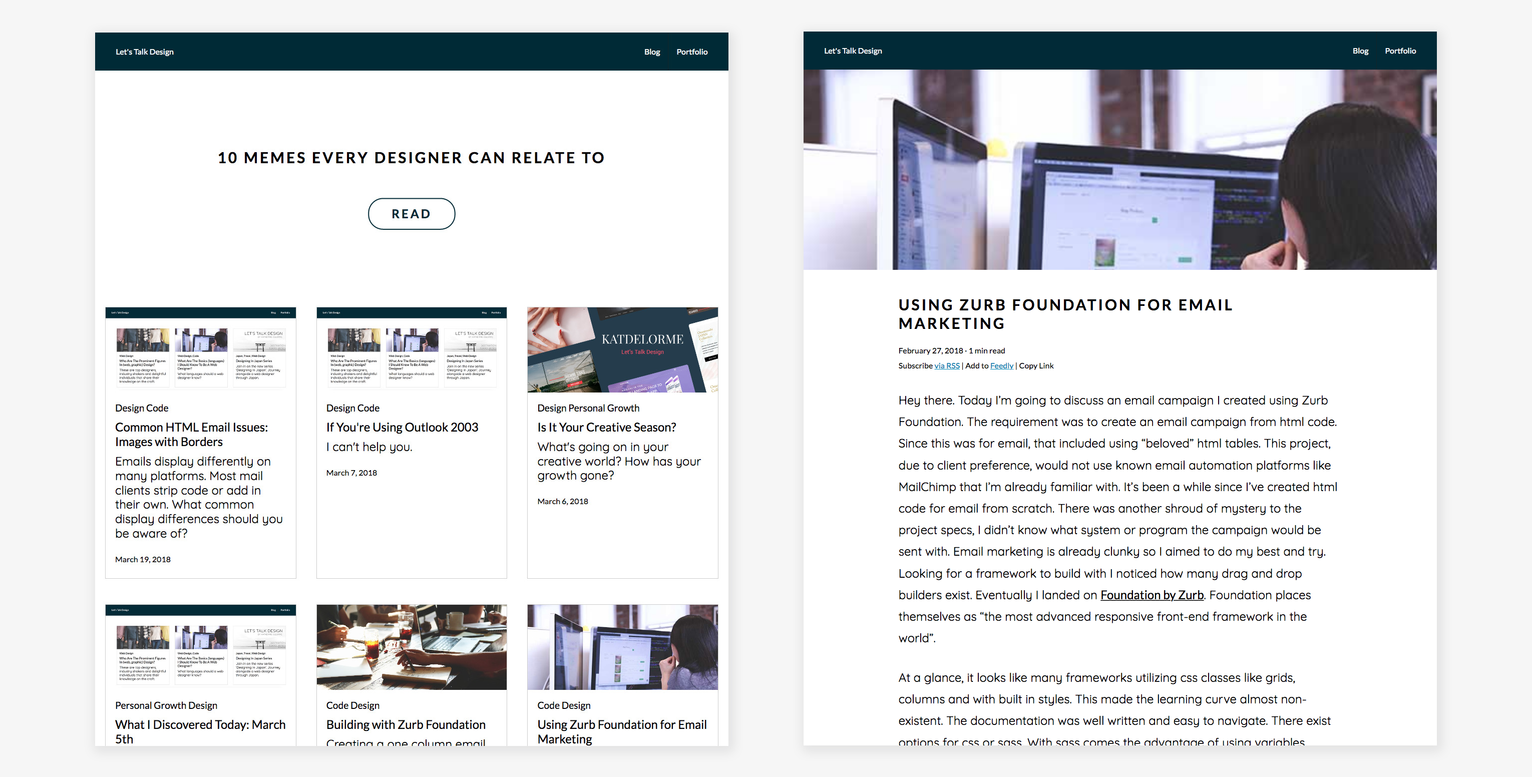 previous blog design