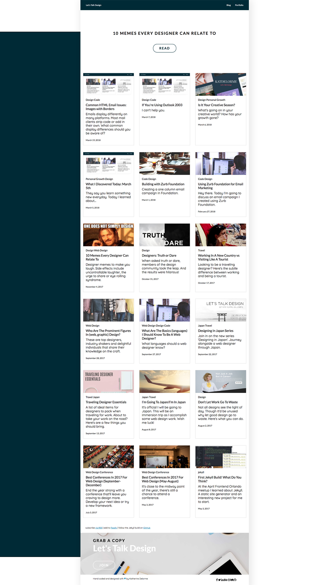 Blog redesign Instagram story the previous design