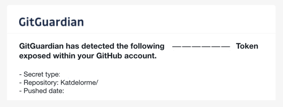 GitGuardian warning message for Katdelorme